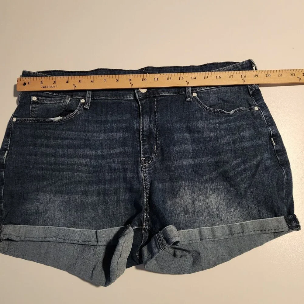 Signature‎ Levi Shorts White Label High Rise Cuffed Blue Denim Womens 20 38